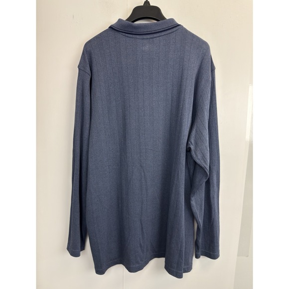 Covington Mens Size XXL Long Sleeve Polo Shirt Navy Blue Ribbed Cotton Blend - Picture 6 of 6